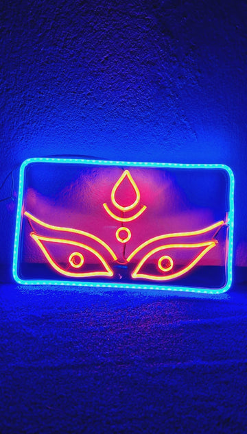 LED Neon Sign – Durga Maa Eyes Design (Navratri Special)