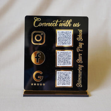 Custom Acrylic QR Code Stand | Modern Tabletop Display for Business
