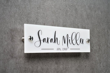 Personalized Acrylic Wall & Door Name Plate with Hardware Included. Made Exclusively by Garo Signs.