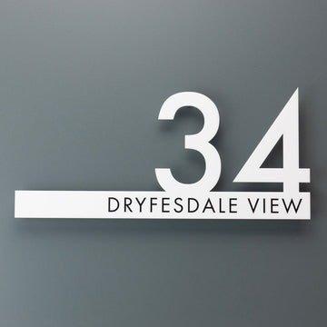 Contemporary Cut Out Modern House Number Sign Printed Address Signage - Matt & Gloss Finish