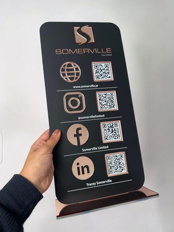 Custom Acrylic QR Code Stand | Modern Tabletop Display for Business