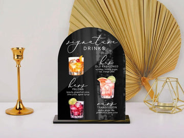 Personalized Acrylic Drinks Menu Sign – Wedding & Event Bar Décor