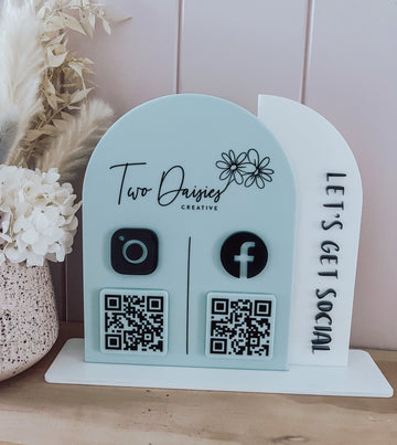 Custom Acrylic Social Media QR Code Sign – Modern Business Display