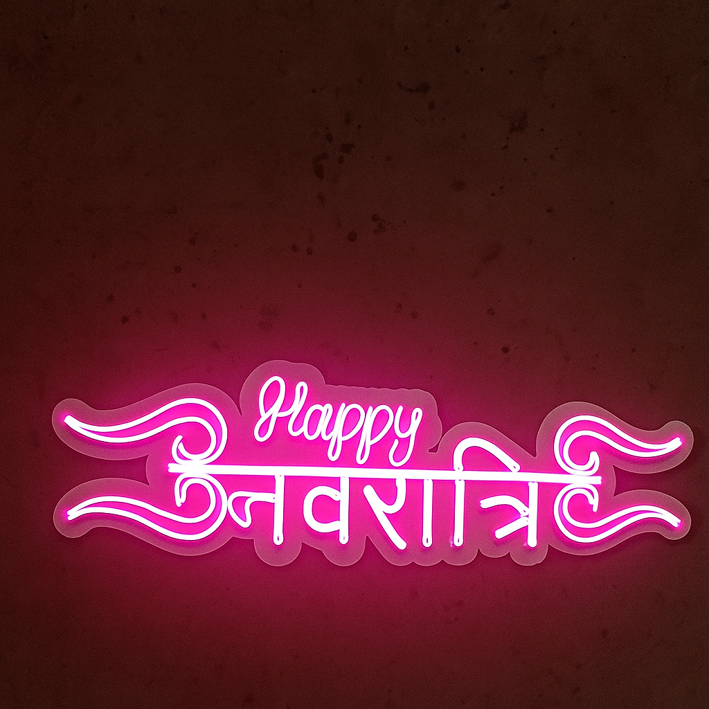 LED Neon Sign Board – Happy Navratri Wall Decor