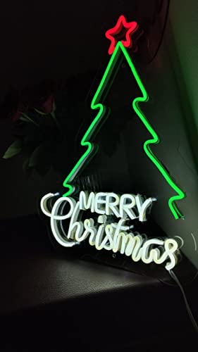 Neon Sign Merry Christmas Led Neon Sign Light Xmas Sign Lights for Wreath Gift Yard Decor | Christmas Decorations| Lights | Tree Decoration Items | Party, Home Decor (Christmas Tree)