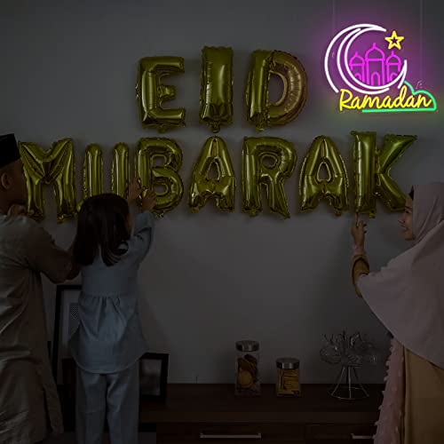 Moon Castle Neon Sign Ramadan Festival Lighted Window Decorations Neon Signs for Wall Decor Neon Sign Light for Home Bedroom Cafe Office Birthday Housewarming Gift Supplies