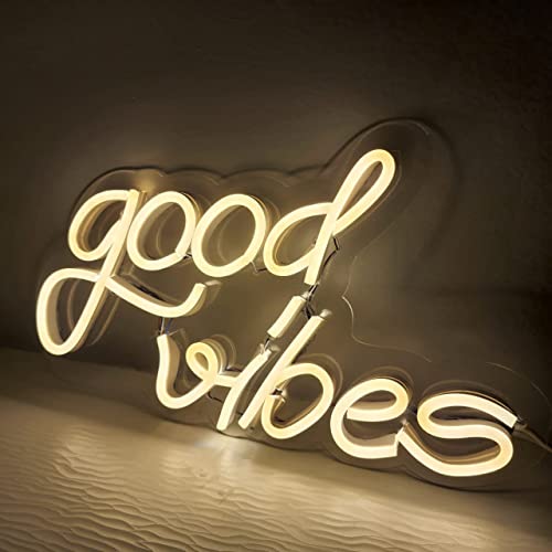 Neoon Art Good Vibes led Light for Home Decorative Sign Wall / Decor for Wedding Party Kids Room /Living Room House/ Bar/ Pub/ Hotel/ Restaurant (Warm White)