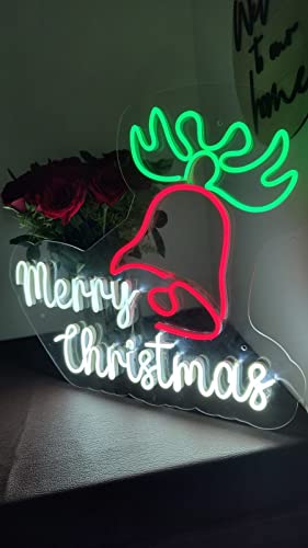 Neon Sign Merry Christmas Led Neon Sign Light Xmas Sign Lights for Wreath Gift Yard Decor | Christmas Decorations| Lights | Tree Decoration Items | Party, Home Decor (Christmas Bell)