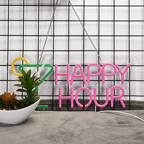 Cocktails Happy Hour Neon Sign