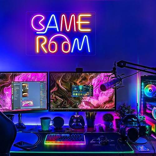 Neon Game Room Sign, Colorful Game Room Decor Sign, Neon LED Signs for Wall Bedroom Gaming Room Decor, Neon Lights for Game Zone Party Bar Club.