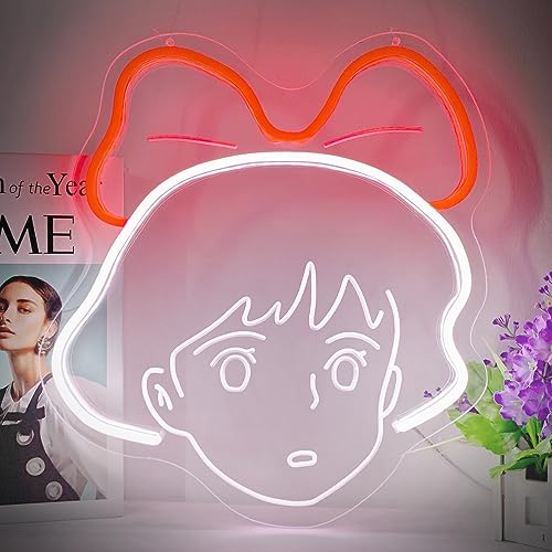 Neon Sign for Girls Kids Room Decor, Personalized Valentine's Day gift for Teenage Girls, Unique Design Catoon Neon Sign for Visual Appeal Anime Kiki Girl