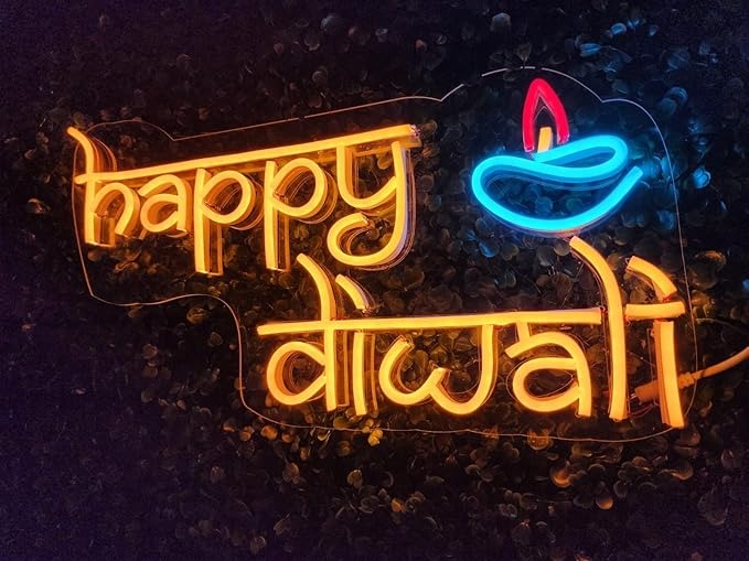 ✨ Happy Diwali Neon LED Sign – Festive Wall Decoration with LED Neon Flex