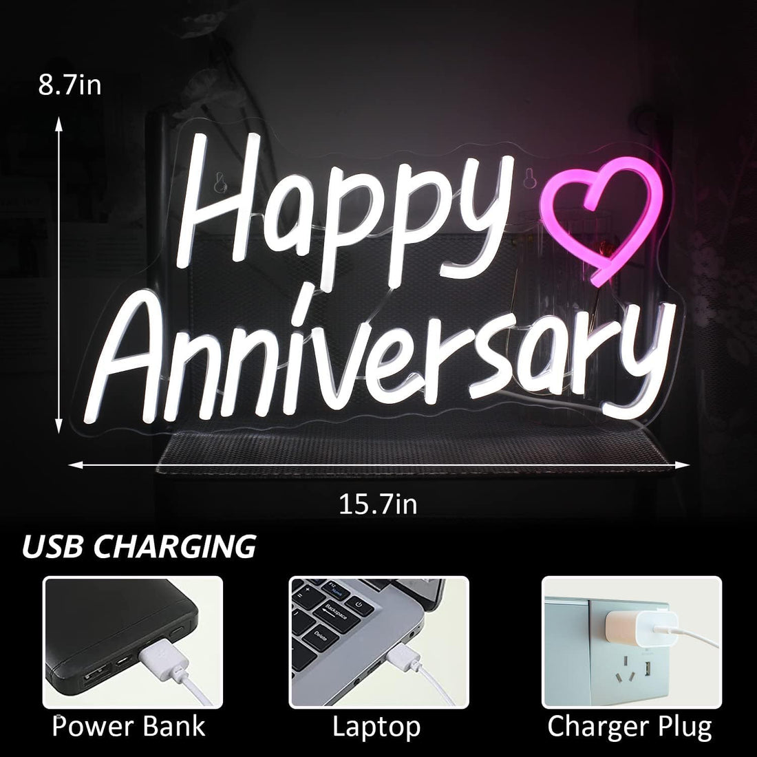 Romantic Neon Light – Happy Anniversary