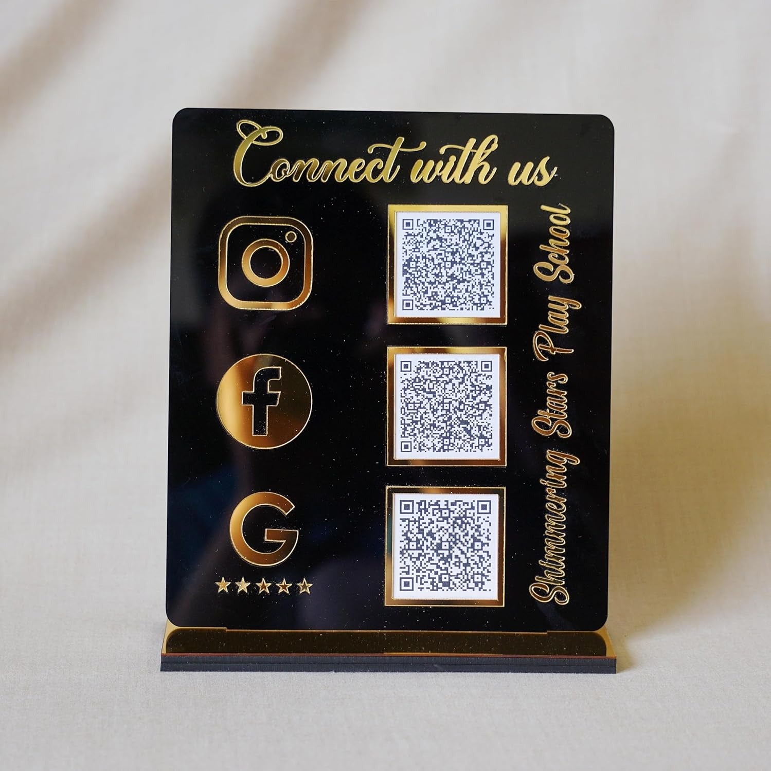 Custom Acrylic QR Code Stand | Modern Tabletop Display for Business