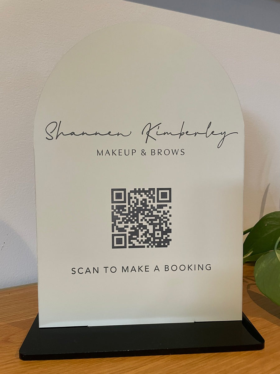 Custom Acrylic QR Code Booking Sign – Elegant Business Display