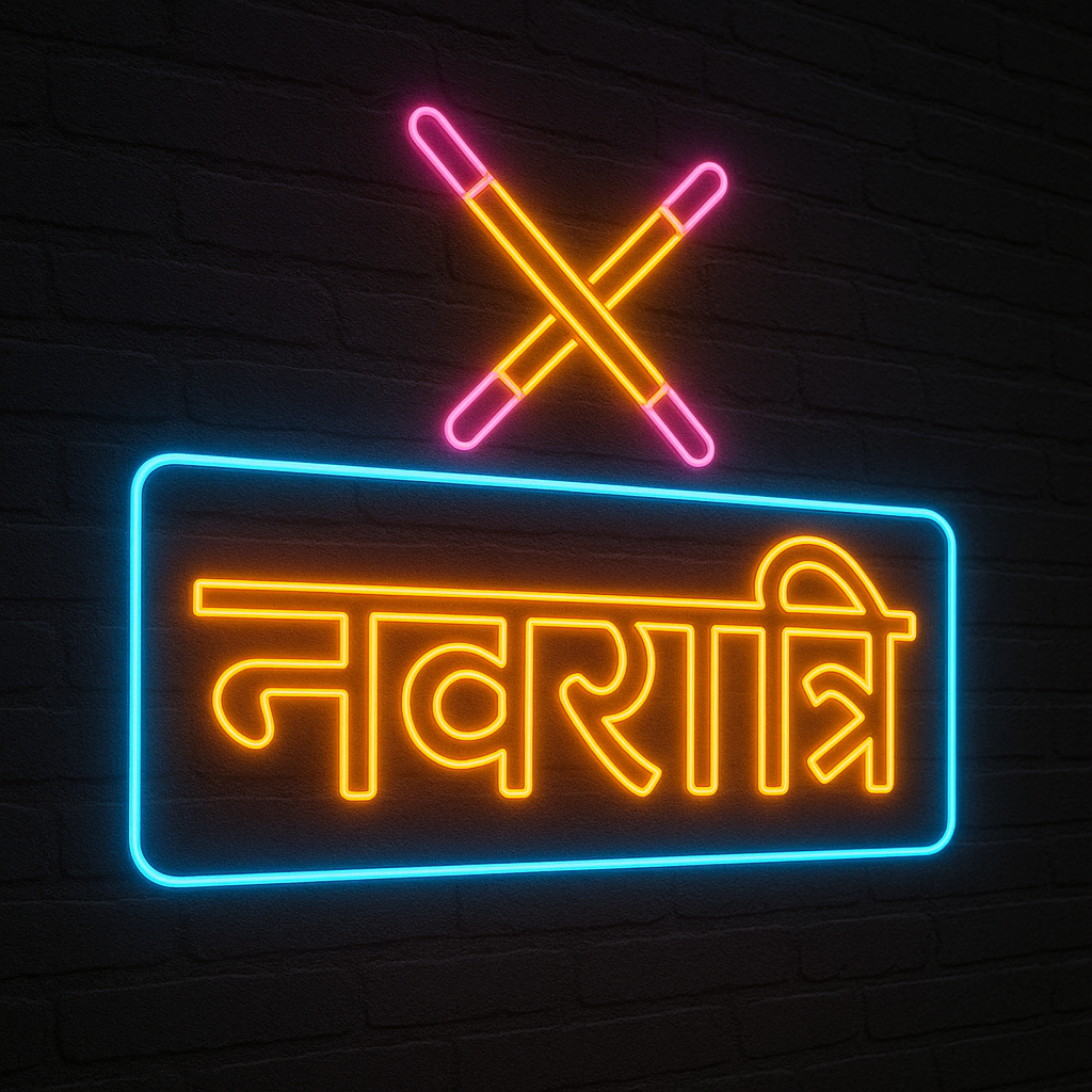 LED Neon Sign – “Navratri Dandiya Design” (Navratri Special)