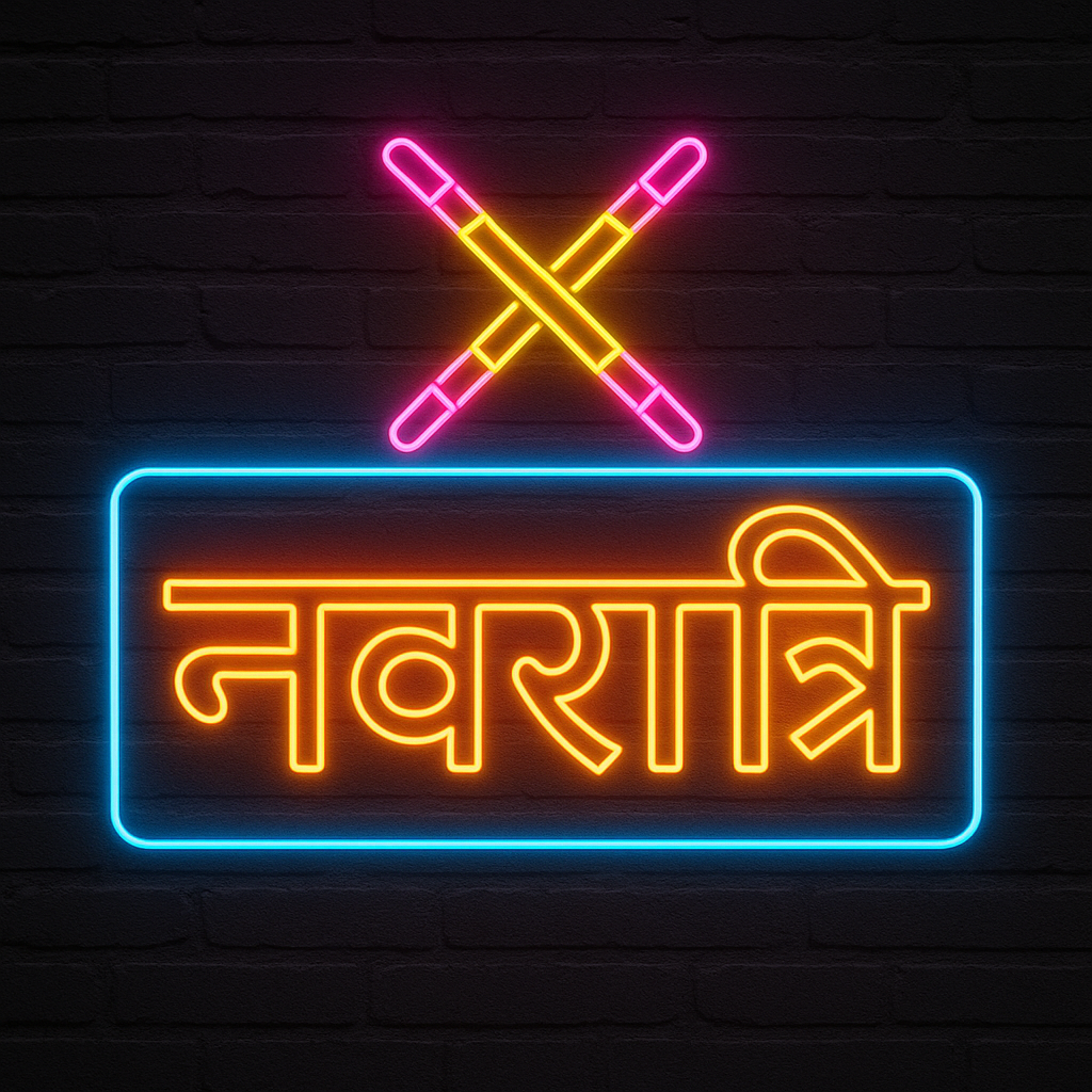 LED Neon Sign – “Navratri Dandiya Design” (Navratri Special)