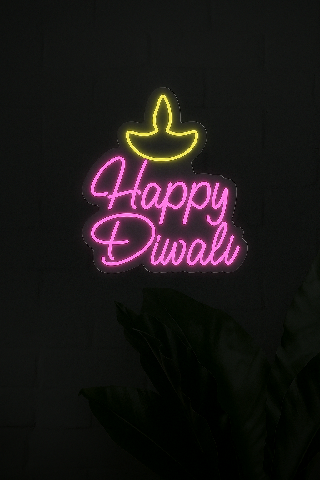 ✨ Happy Diwali Neon LED Sign for Decoration – Customizable Acrylic Backboard, Perfect for Festive Home & Event Décor