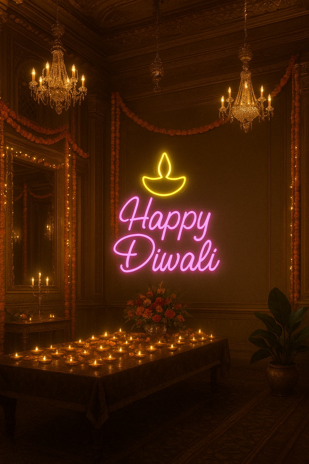 ✨ Happy Diwali Neon LED Sign for Decoration – Customizable Acrylic Backboard, Perfect for Festive Home & Event Décor