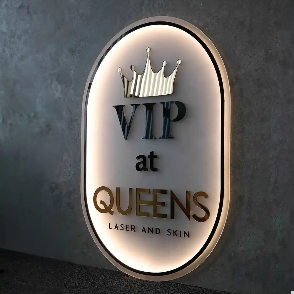 🌟 Oval Acrylic LED Backlit Sign – Premium Glow Effect Branding Board
