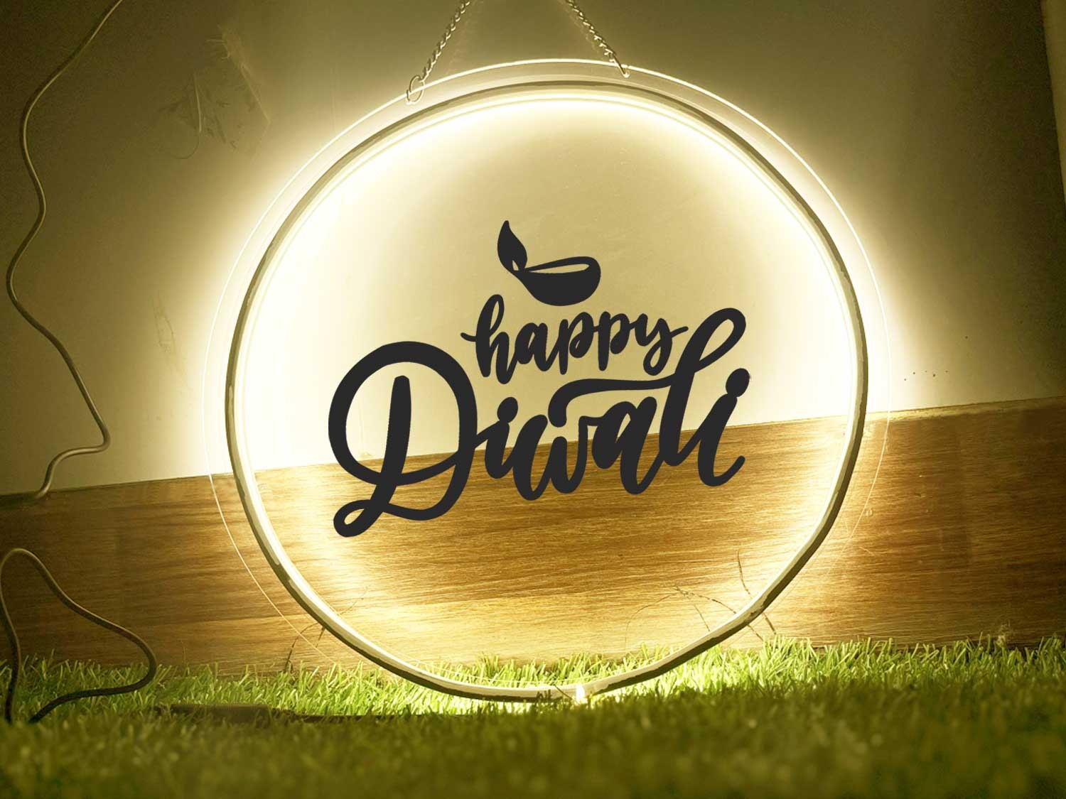 ✨ Happy Diwali Acrylic Sign – Round Design ✨