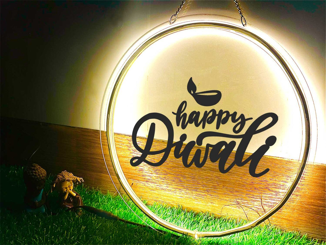 ✨ Happy Diwali Acrylic Sign – Round Design ✨