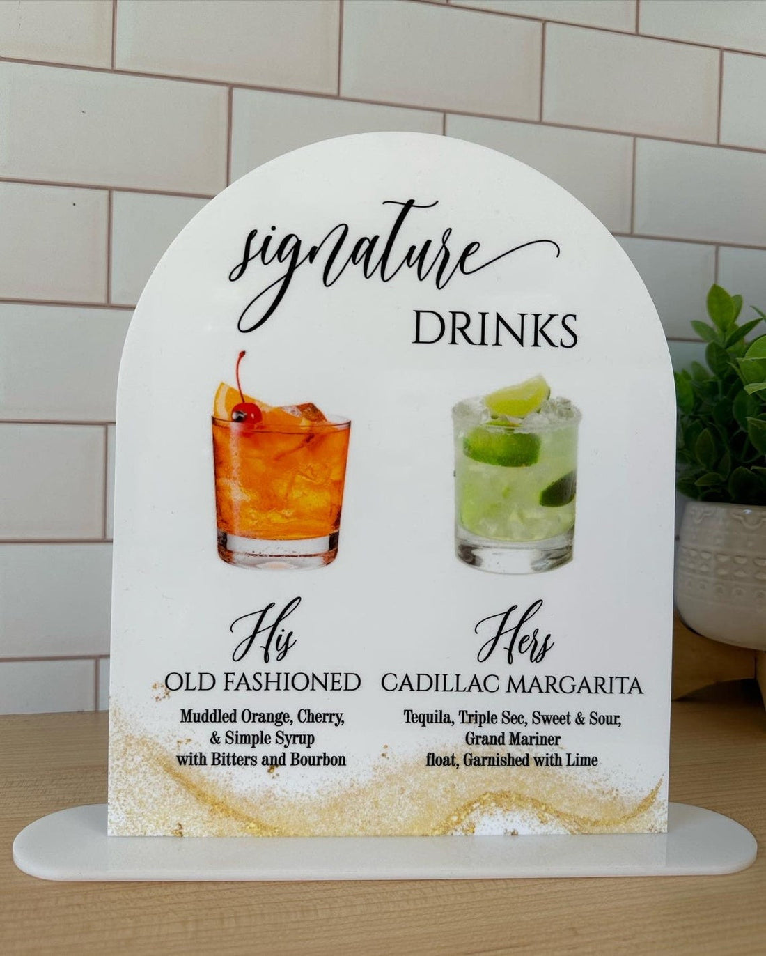Acrylic Signature Drinks Menu Sign – Wedding &amp; Event Bar Décor