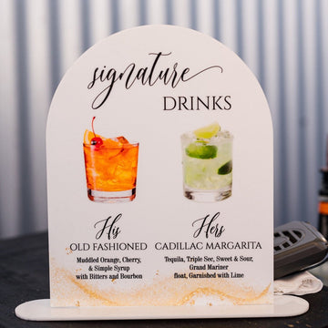 Acrylic Signature Drinks Menu Sign – Wedding &amp; Event Bar Décor
