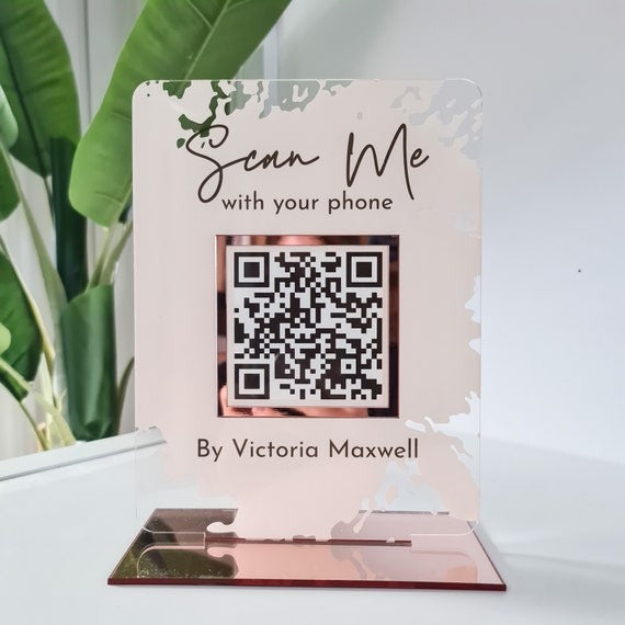 Custom Acrylic Review QR Code Stand – Modern Counter Display for Businesses