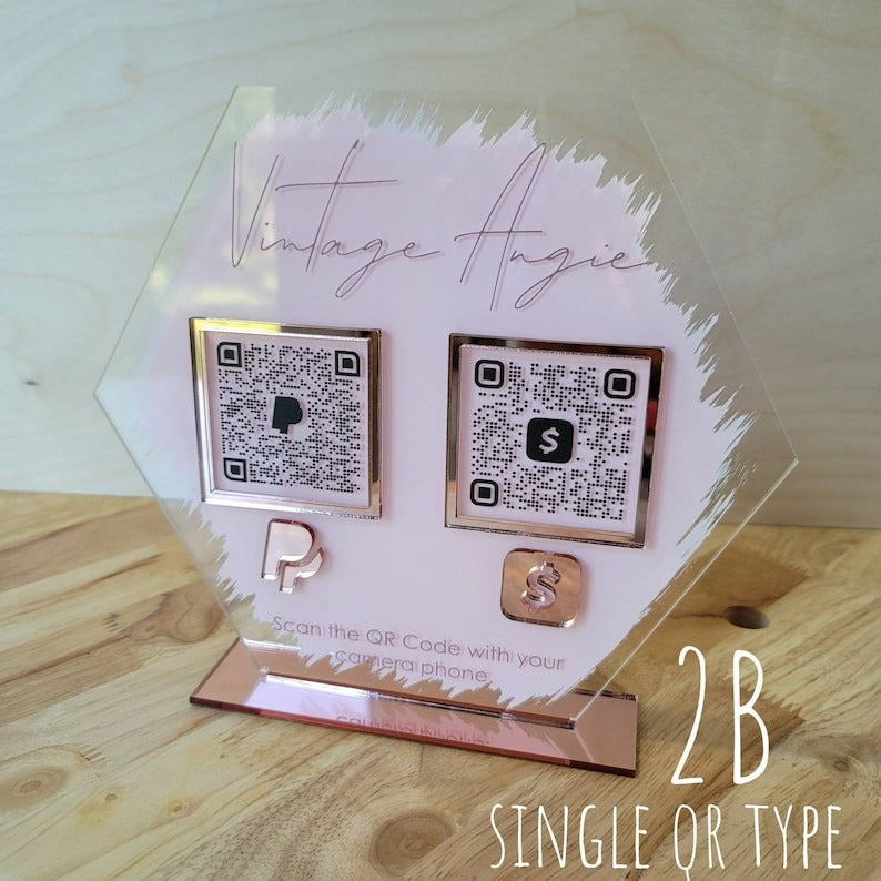 Custom Acrylic QR Code Stand | Modern Tabletop Display for Business