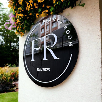 Custom  Acrylic Logo Sign in Black and white Combination