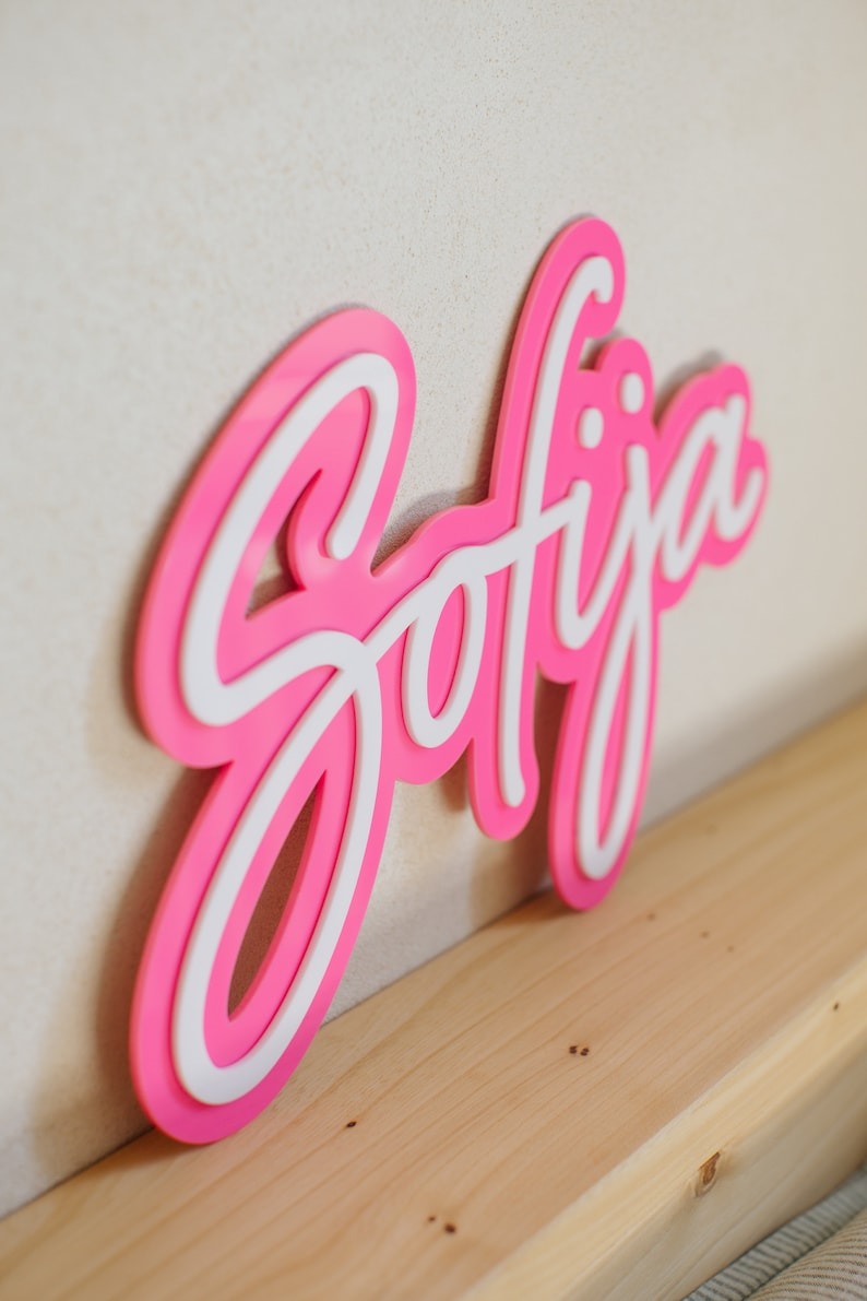 3D Layered name sign, acrylic cut out letters, name cutouts, teenager personalized prenom bois, custom baby name large wall letters