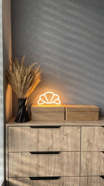 Croissant LED Neon Sign - food neon sign, Bakery neon, Wall Decor, Cafe light Sign, neon sign restaurant, fast food neon