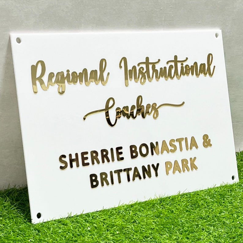 Custom  Rectangle Acrylic Logo Sign-White And Golden