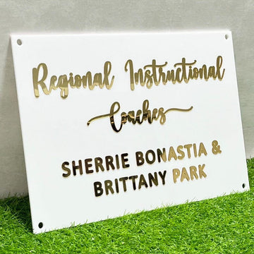 Custom  Rectangle Acrylic Logo Sign-White And Golden