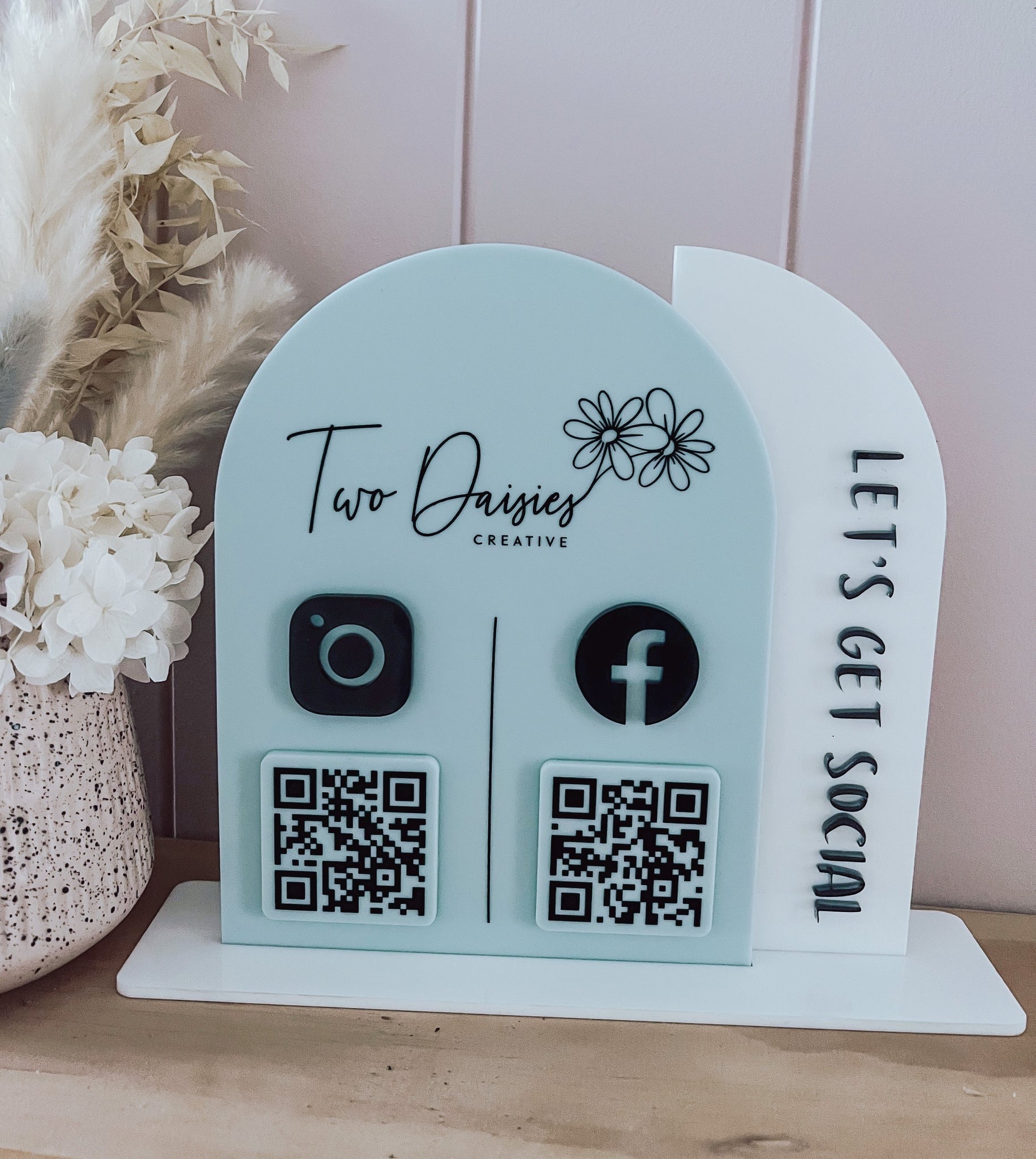 Custom Acrylic Social Media QR Code Sign – Modern Business Display