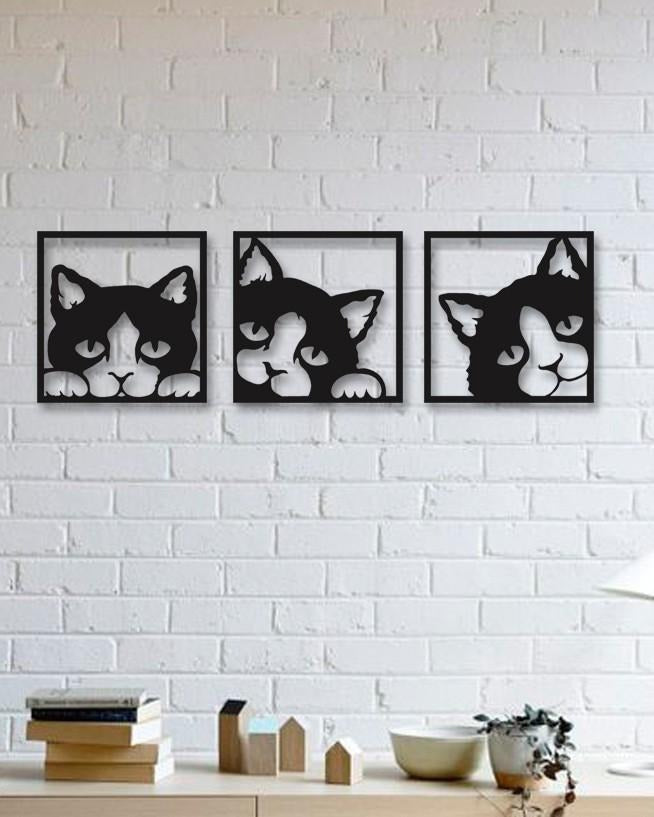 🐾 Playful Cat Acrylic Wall Art Set (3 Pieces)