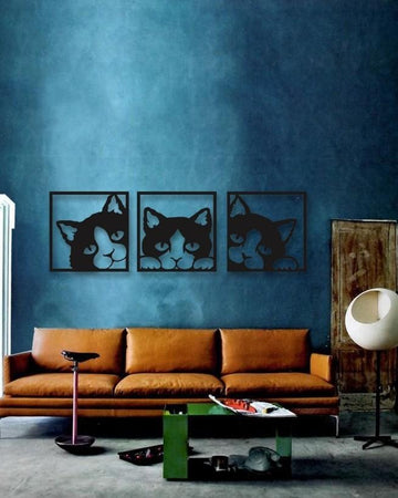 🐾 Playful Cat Acrylic Wall Art Set (3 Pieces)