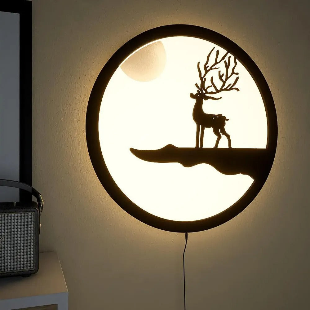 🦌 Reindeer Acrylic LED Wall Light – Nature Inspired Décor